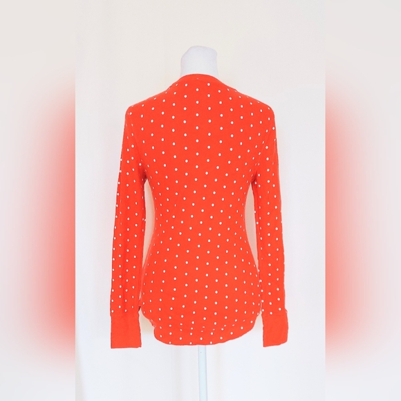 Old Navy Women's Size Small Polka Dot Thermal Waffle Knit Top Orange White - Picture 6 of 8